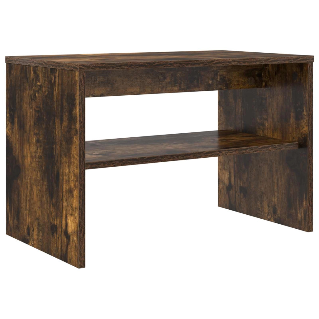 Mobile porta TV rettangolare moderno per soggiorno 60 x 35 x 40 cm con pratici ripiani in legno di truciolato color rovere affumicato 02_0058341