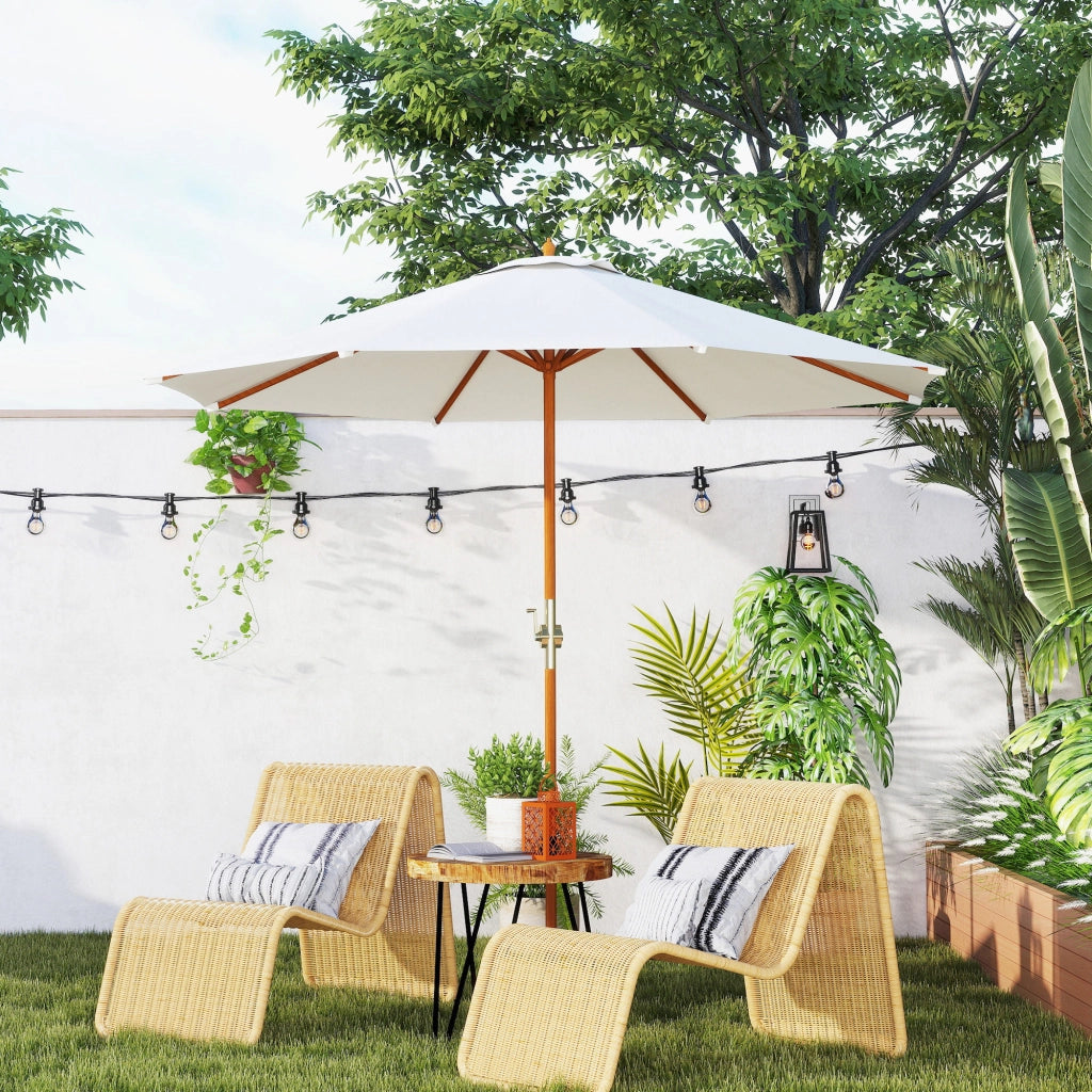 Ombrellone da giardino rotondo ¨C zephmum ¨C beige, legno, ? 2.7m