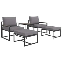 Set di mobili da giardino in acciaio per 2 persone, resistente alle intemperie, set da balcone con 2 poltrone, cuscini, tavolino