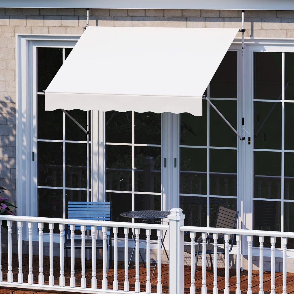 Tenda da sole regolabile per esterni senza foratura con manovella, Tenda da sole e giardino 200 x 210-300 cm Beige-Tende parasole