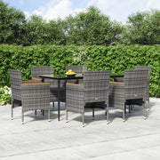 Set da Pranzo da Giardino 7 pz con Cuscini Grigio e Nero cod mxl 35863