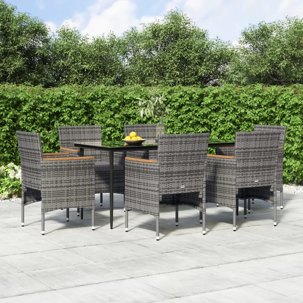 Set da Pranzo da Giardino 7 pz con Cuscini Grigio e Nero cod mxl 35863