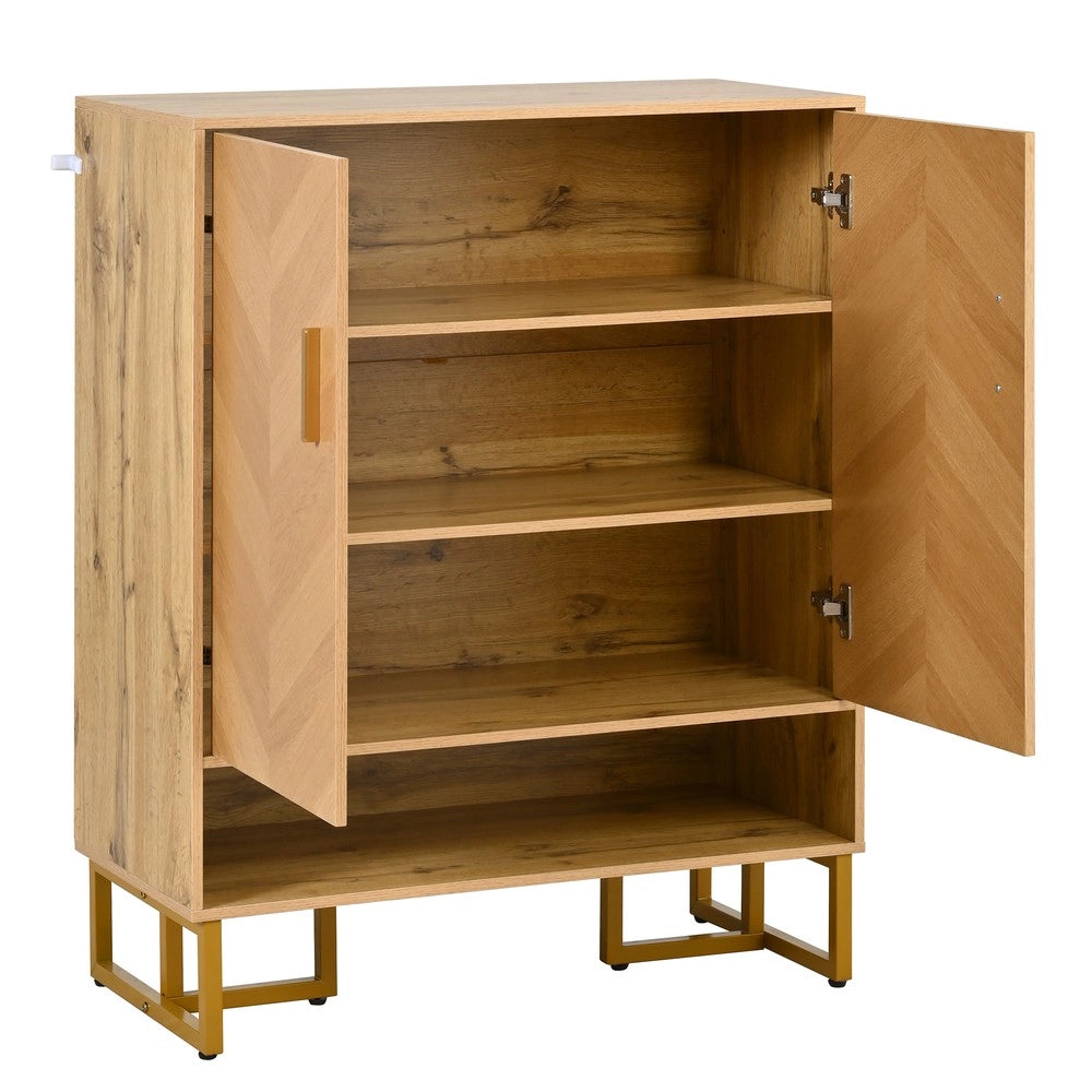 Scarpiera Slim 2 Ante ¨C MINIMAL ¨C Legno con Cornice Metallo Dorato