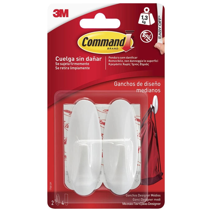 Command 17081 Designer Ganci Adesivi Medi per Interni portata 1,3 Kg colore Bianco