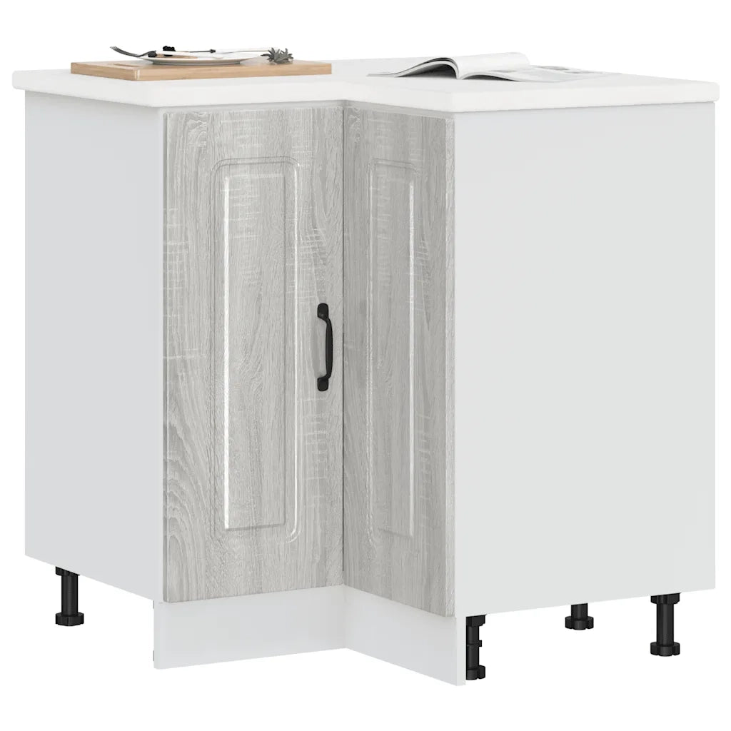 Mobile Base ad Angolo Cucina-Base ad Angolo Cucina Kalmar Grigio Sonoma in Truciolato
