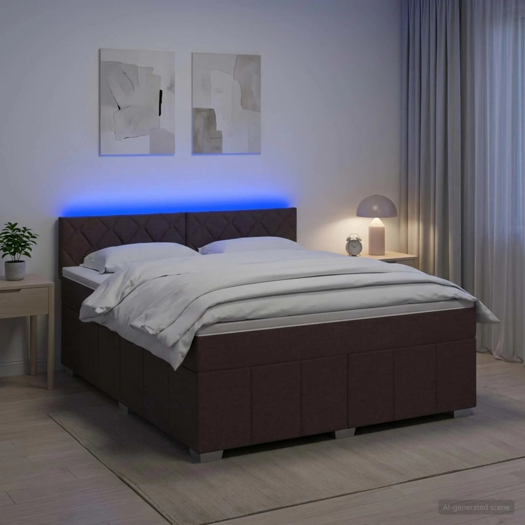 Letto box spring con materasso Marrone Scuro 140 x 200 cm 3452701