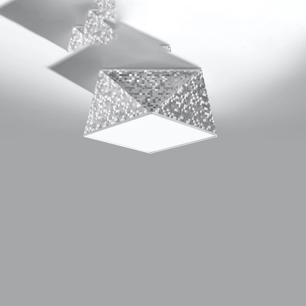 Plafoniera TRIGON 25 argento effetto paillettes Pure Lume