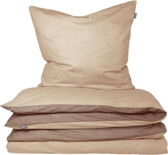 Lenzuolo a doppia faccia 2 pezzi, rinforzato, 100% cotone, colore: sabbia e tigrato, misura: 135 cm x 200 cm
