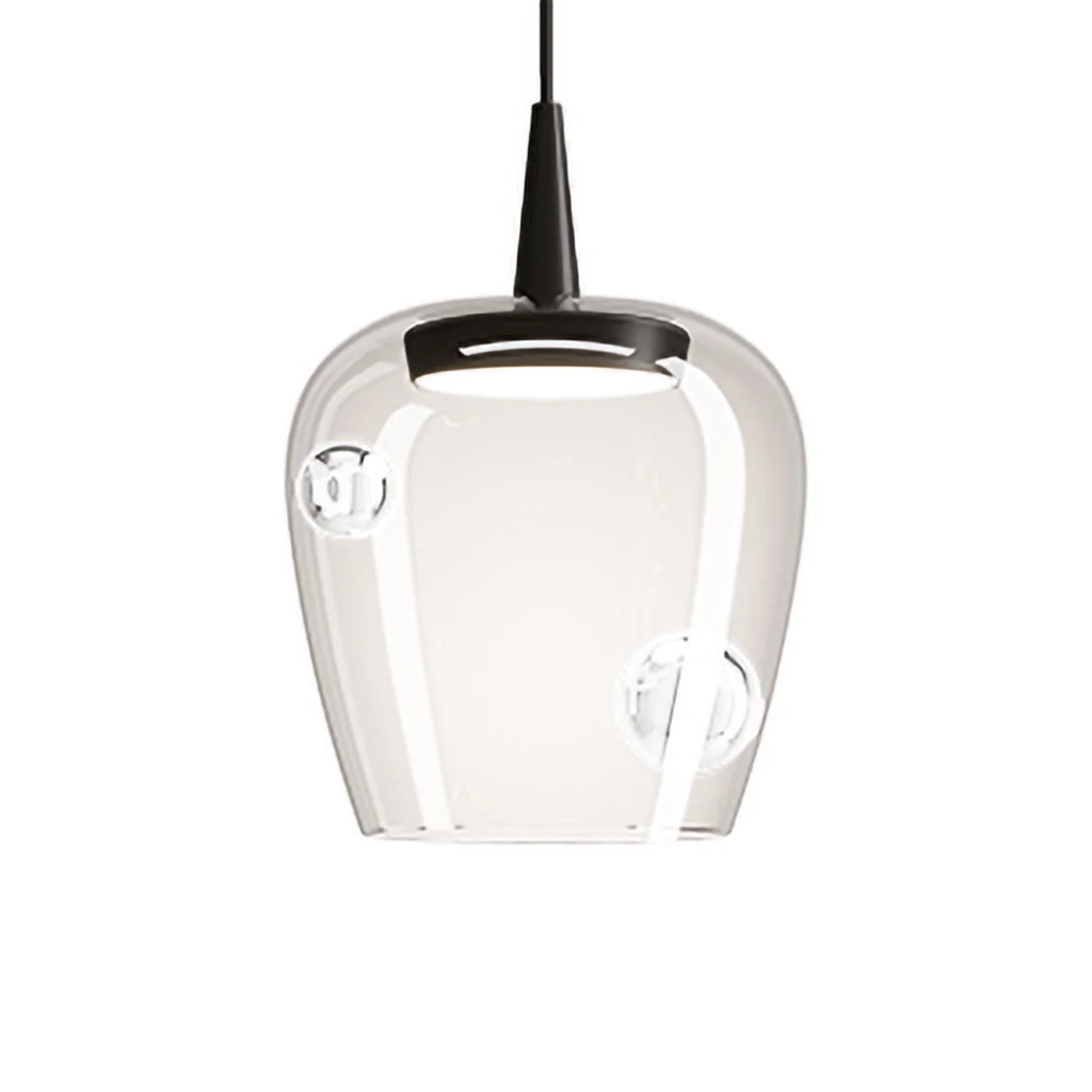 Zafferano Lampada a sospensione Bilia 27 LED 8W 3000K Vetro borosilicato soffiato a bocca Colore Nero e Trasparente Design Elegante per Interni
