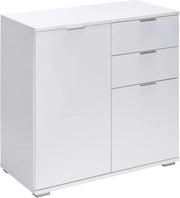 ® Cassettiera Alba 2 Cassetti 2 Ante 71x74x35 cm Mobile Comò Entrata Credenza Effetto Legno Mobiletto Ingresso