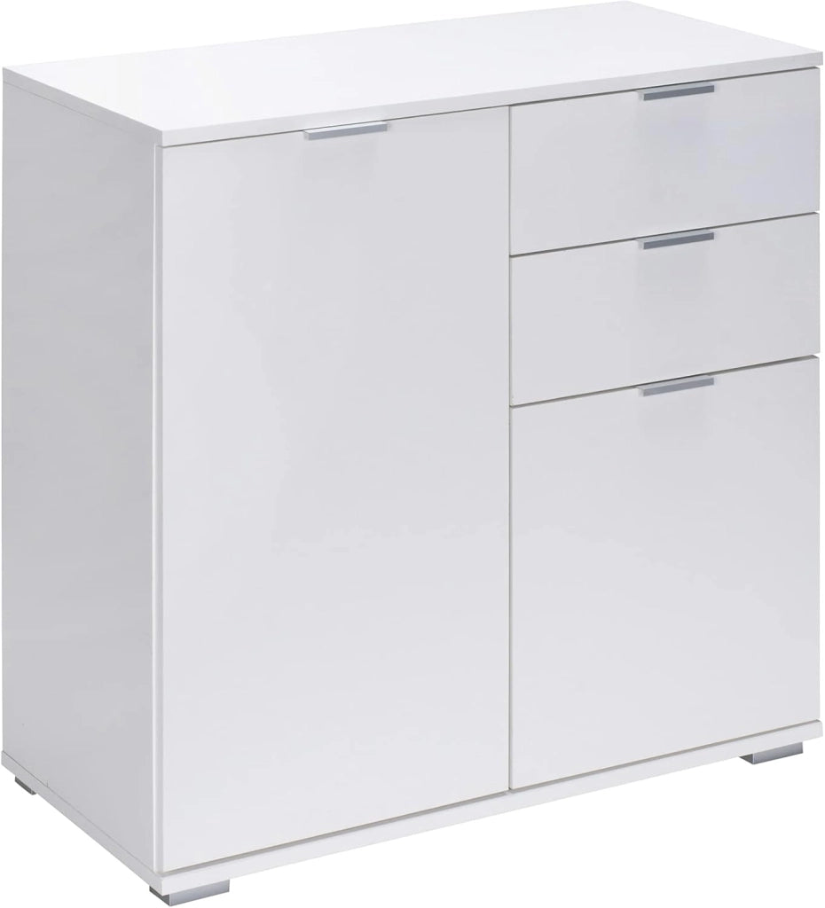 ® Cassettiera Alba 2 Cassetti 2 Ante 71x74x35 cm Mobile Comò Entrata Credenza Effetto Legno Mobiletto Ingresso