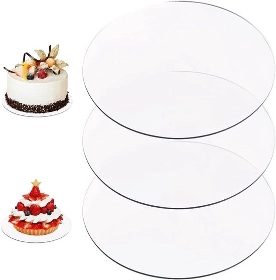 Pacco di 3 Piatti Rotondi in Acril 16 cm In Transparenza, Riscaldabile e Riciclabile per Decorazioni di Torta e Progetti di Fai da Te.
