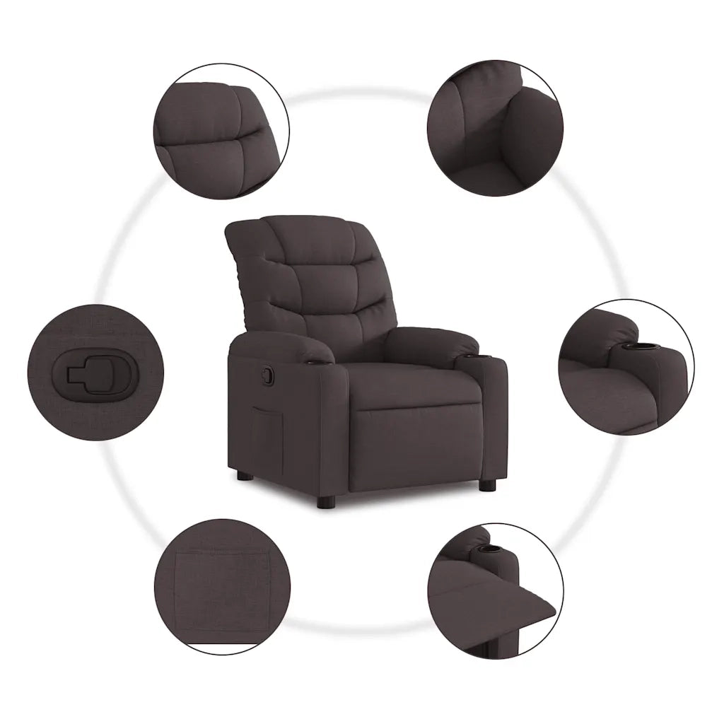Poltrona Reclinabile Marrone Scuro in Tessuto 374152