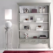 Libreria classica in legno 3 cassetti grigio/bianco 151x47x204 (1383) - Mobili 2G