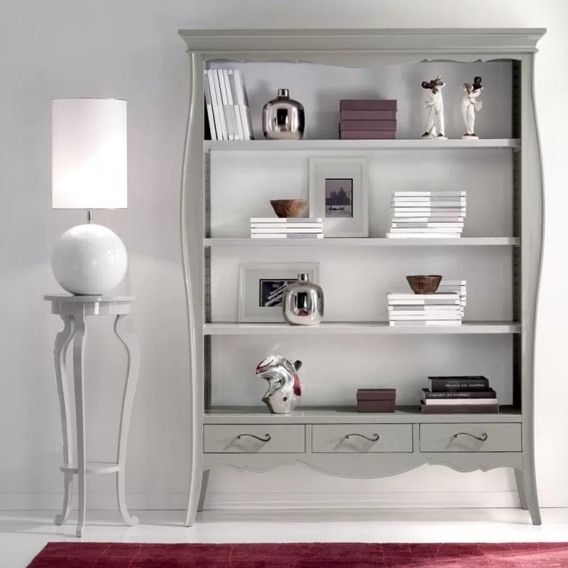 Libreria classica in legno 3 cassetti grigio/bianco 151x47x204 (1383) - Mobili 2G