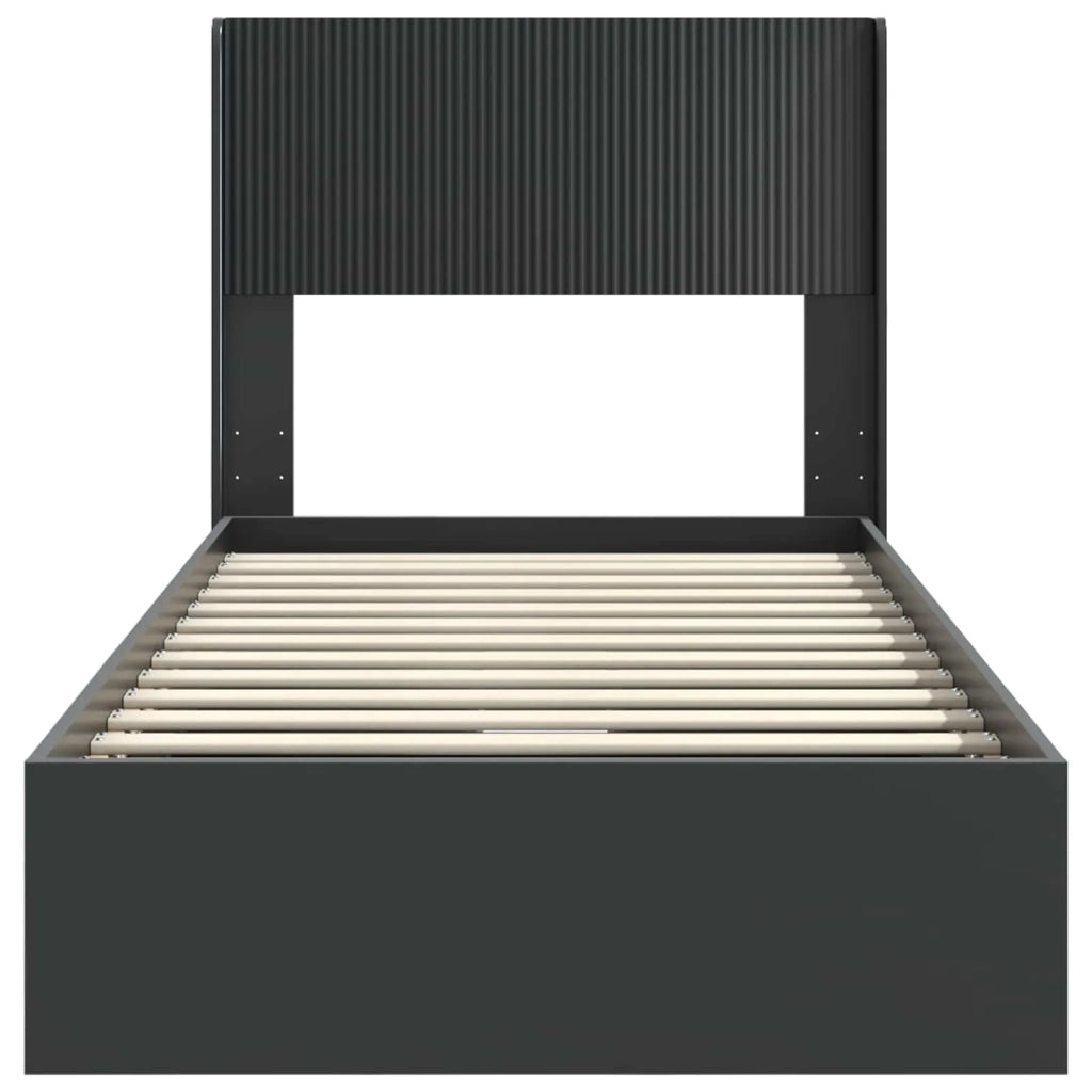 Struttura del letto con stoccaggio e testata Nero 75 x 190 cm 3414426