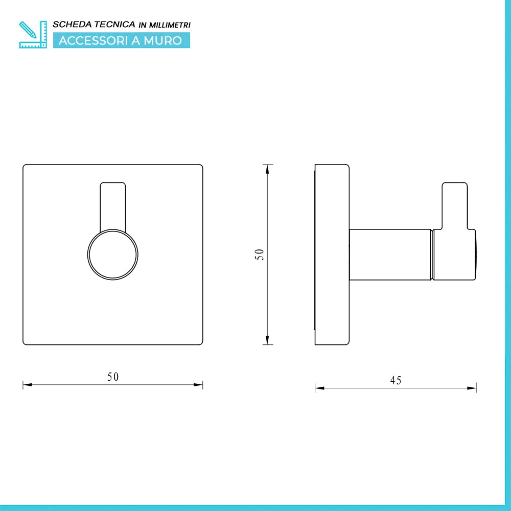 Set accessori a muro 6 pezzi in acciaio cromato e viti incluse  Easy