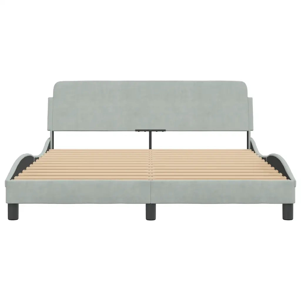 Giroletto senza Materasso Grigio Chiaro 160x200 cm Velluto