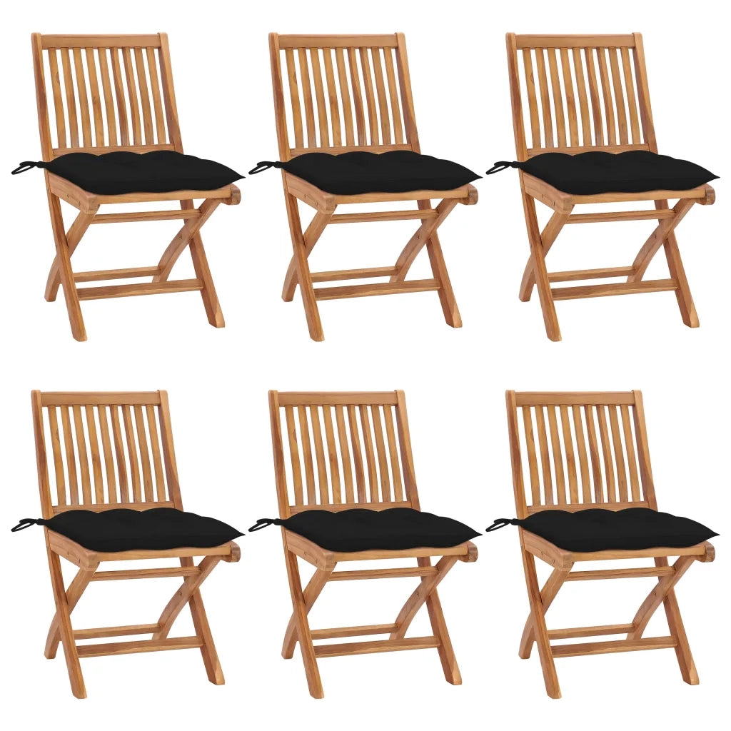 Sedie da Giardino Pieghevoli con Cuscini 6 pz Massello di Teak cod mxl 72207