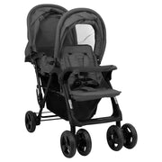 Passeggino Gemellare a Tandem Grigio Scuro in Acciaio 10348