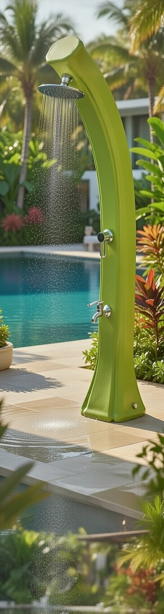 Doccia Solare da Giardino 44L Miscelatore e Lavapiedi Verde