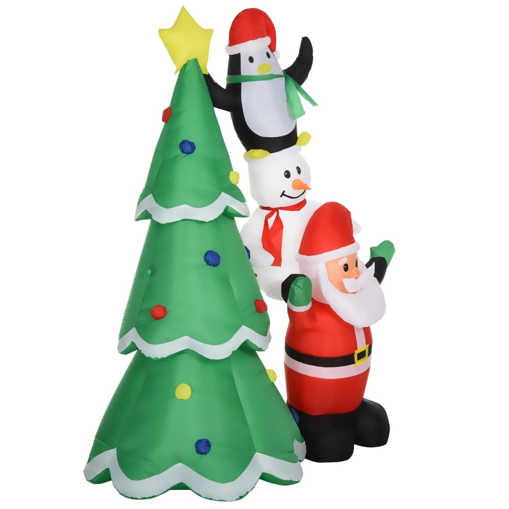 ALBERO DI NATALE GONFIABILE CON BABBO NATALE, PUPAZZO DI NEVE E PINGUINO