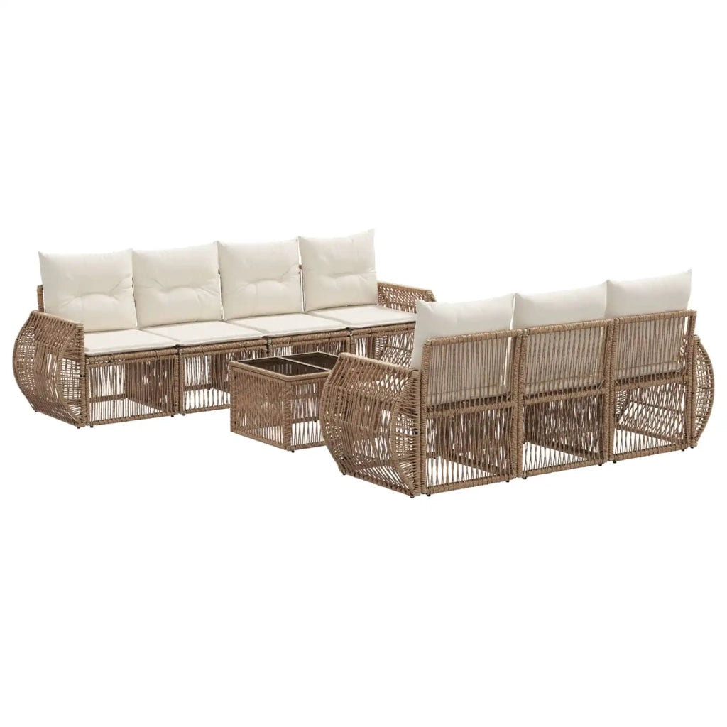 Set Divano da Giardino 8 pz Beige polyrattan 3435357