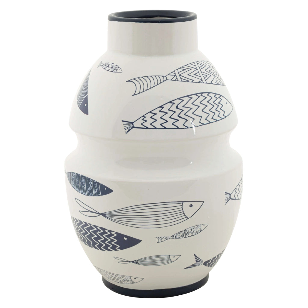 Cosmo, Vaso Disegni con Pesci, Bianco