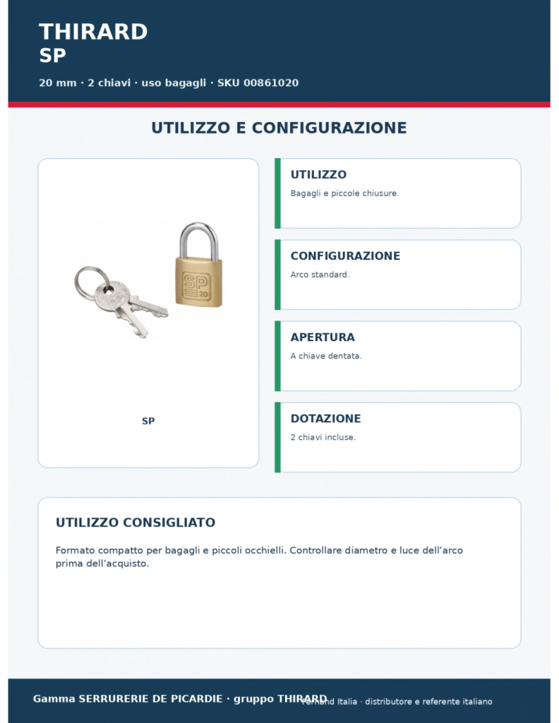 Lucchetto SP 20 mm arco acciaio cementato nichelato 2 chiavi – Serrurerie de Picardie