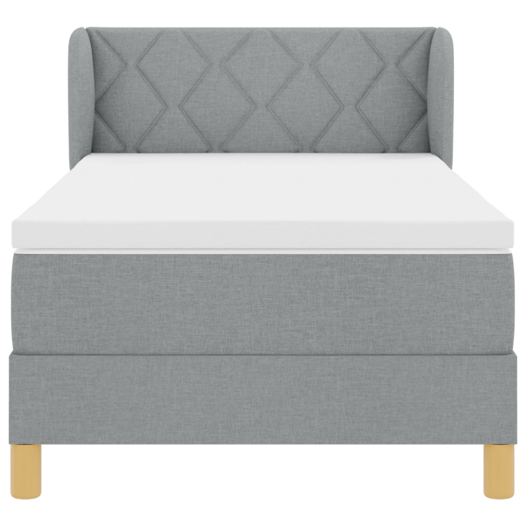 Letto Box Spring con Materasso - Grigio Chiaro, 90x200 cm, Tessuto