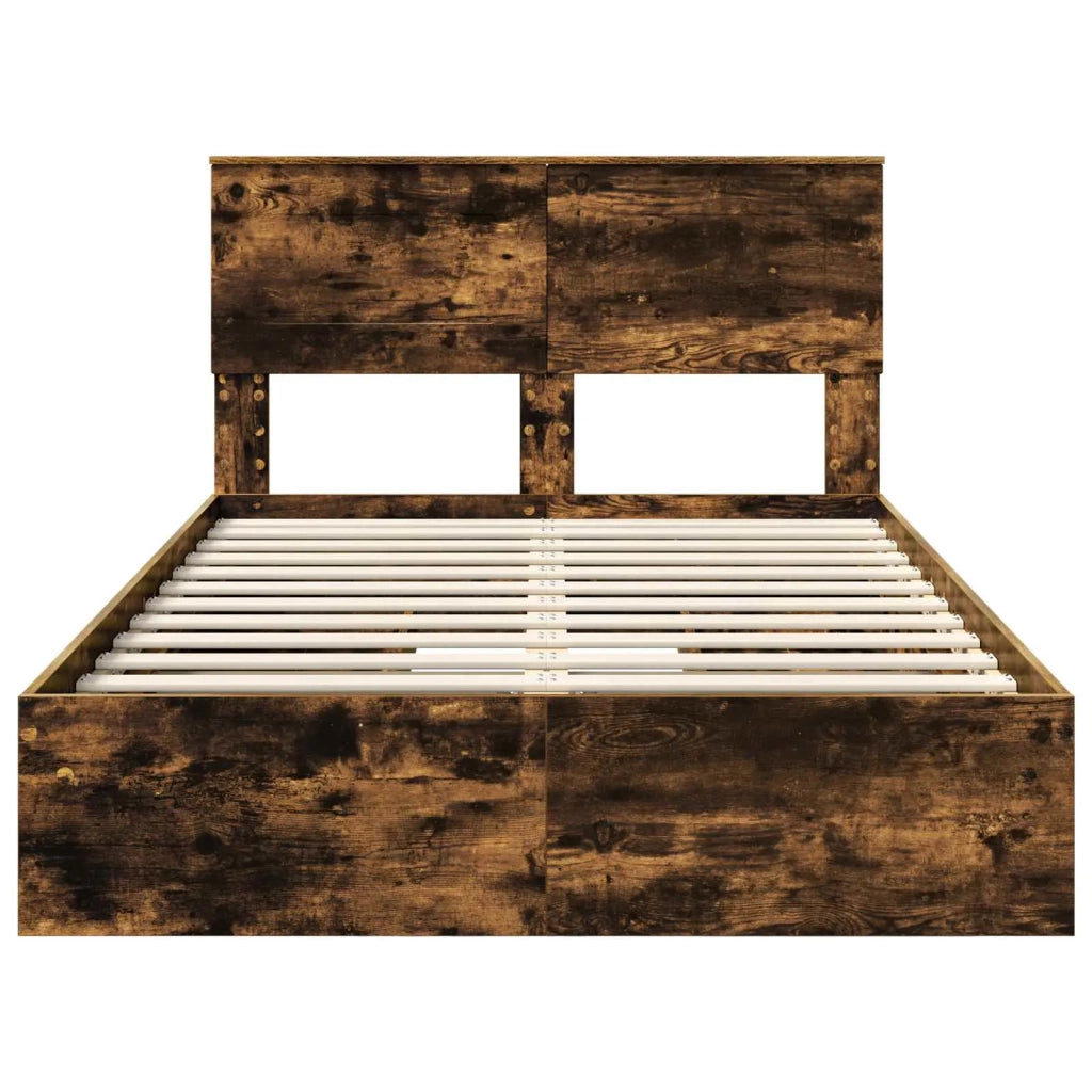 Letto con Contenitore con testiera Rovere fumé 135 x 190 cm 3408470