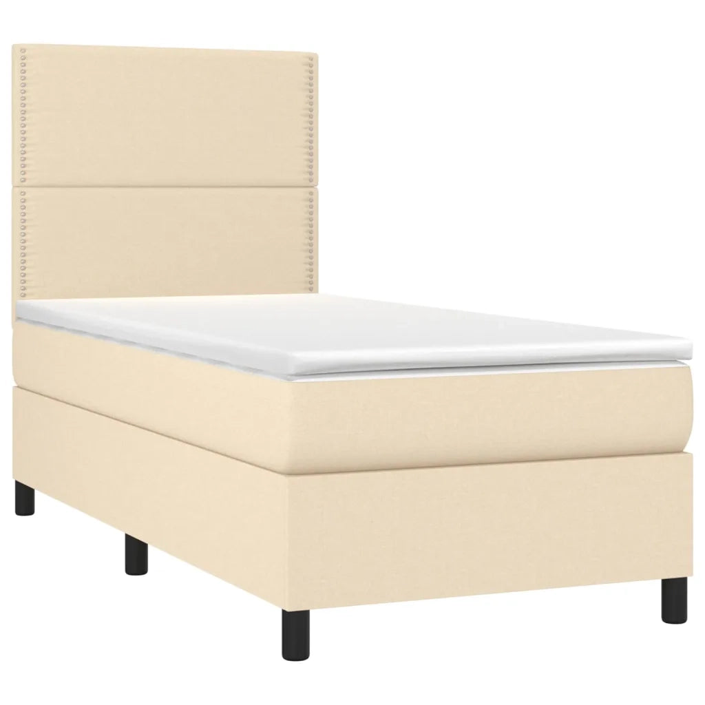 Letto a Molle con Materasso e LED Crema 90x190 cm in Tessuto cod mxl 58640