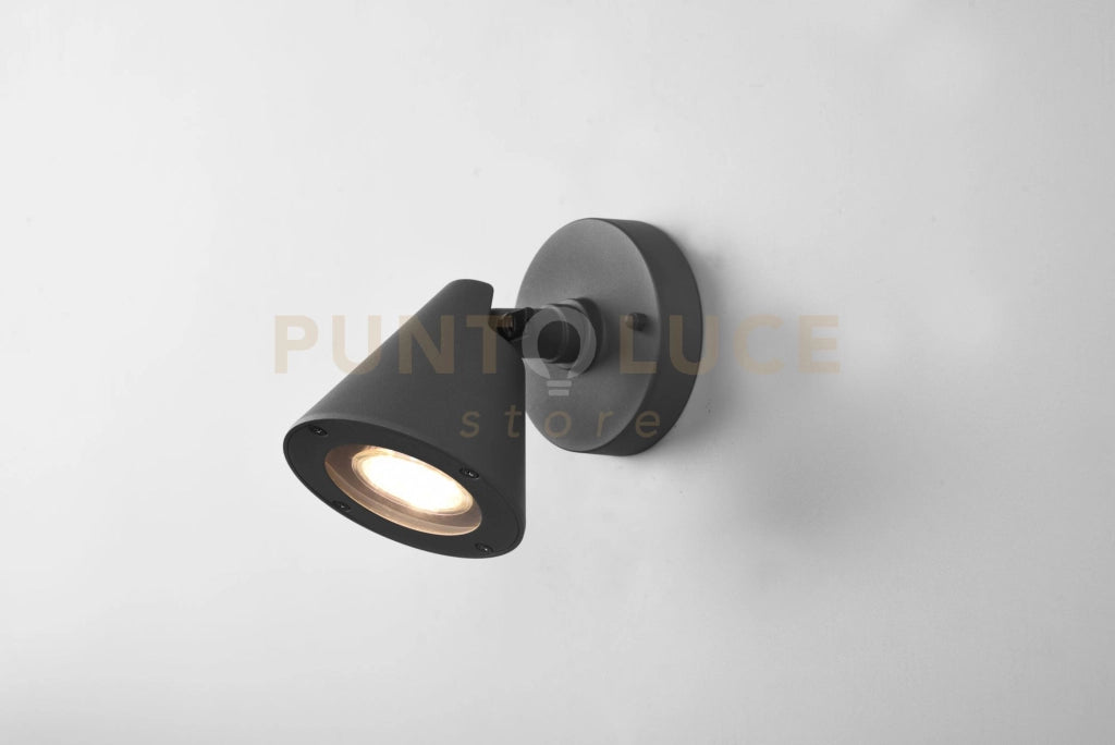 KAVERI APPLIQUE DA ESTERNO CONO FUSIONE ALLUMINIO ANTRACITE H. 11CM IP44 1 LUCE ATTACCO GU10