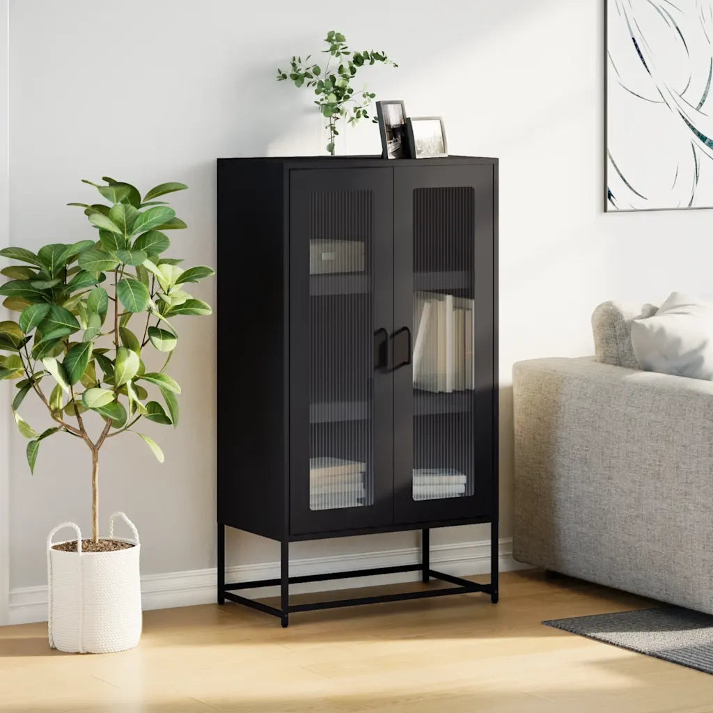 Credenza | Madia | Buffet da pranzo | Armadio da pranzo Nera 68x39x123 cm in Acciaio