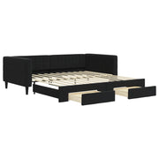 Divano letto | Sof¨¤ letto | Letto singolo Estraibile con Cassetti Nero 100x200 cm in Velluto