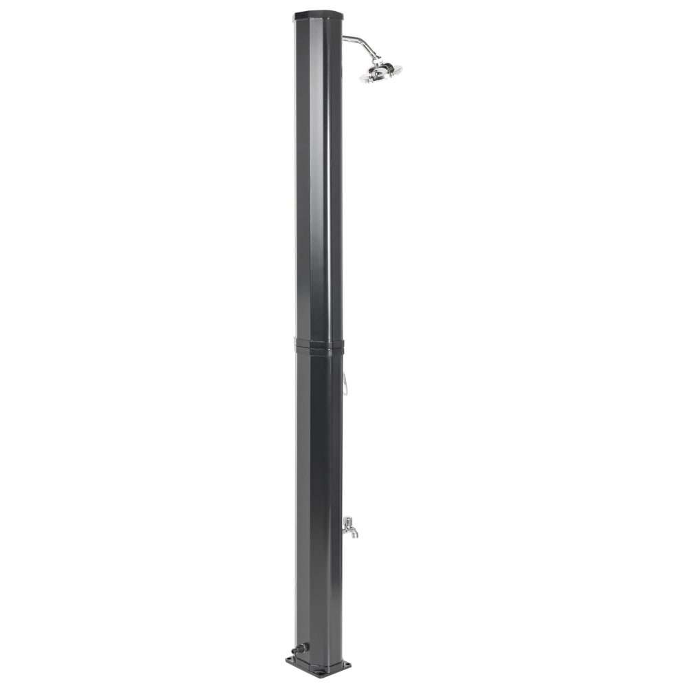 Set doccia miscelatore da esterno in PVC nero e argento con funzione pioggia alimentato ad energia solare Giardino moderno