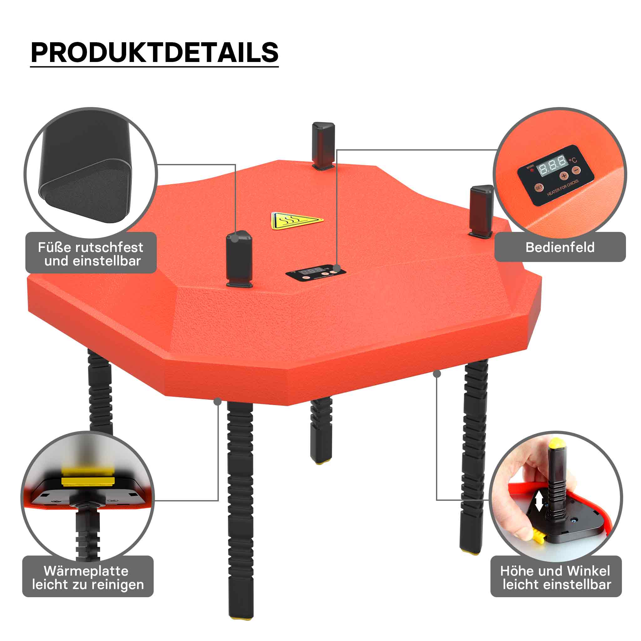 Fudajo Chioccia artificiale 25x25cm 30W Piastra termica per 15-20 pulcini, temperatura regolabile