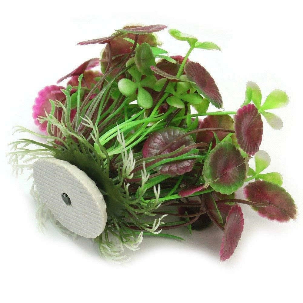 Trade Shop - Pianta Piantina Artificiale Per Acquario Piante Finte Plastica Foglie Loto Bello -