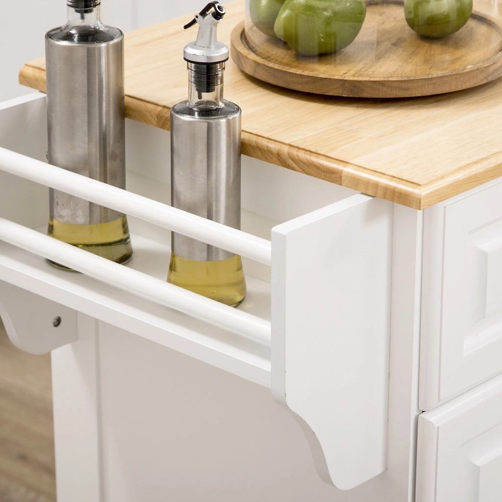 Carrello Cucina con 2 Cassetti e Barra ¨C zephmum ¨C Bianco 110x45x91 cm
