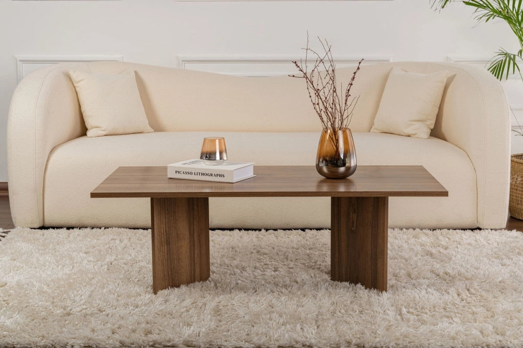 Turate, Tavolino da Salotto Forma Rettangolare, 119x60x40h cm Marrone Noce