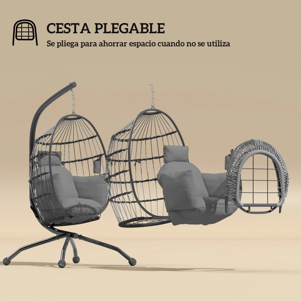 Sedia da giardino con cuscino e poggiatesta ¨C Zephmum ¨C Grigio