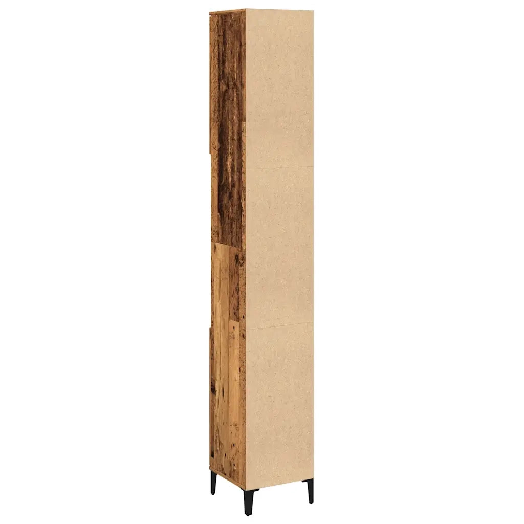Mobile bagno moderno con vani contenitori flessibili e 4 scomparti 30 x 30 x 190 cm realizzato in legno anticato 02_0051033