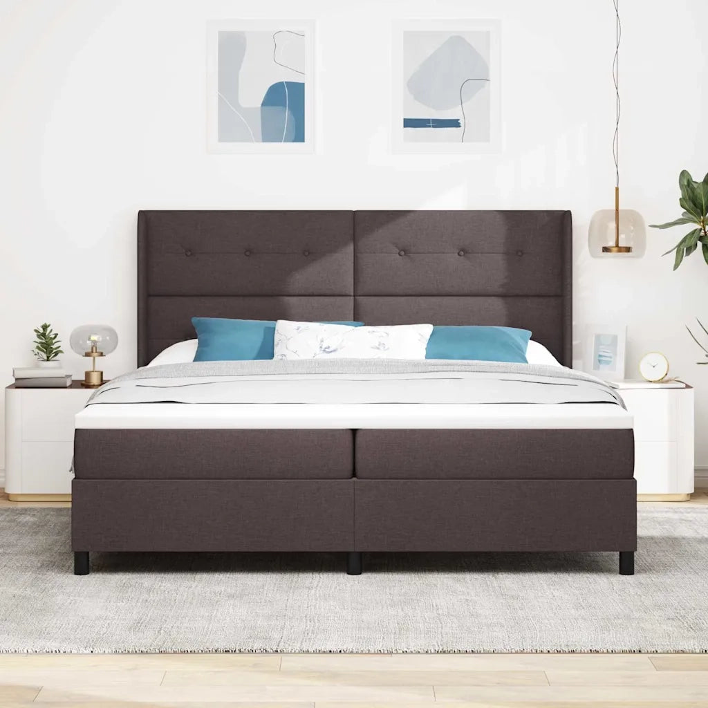 Letto a molle con materasso Marrone scuro 200 x 200 cm Tessuto 3343528