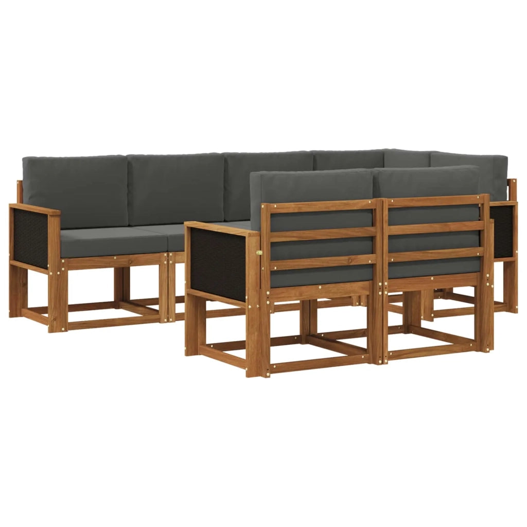 Set di divani da esterno 7 pcs Naturale e Antracite Poliestere