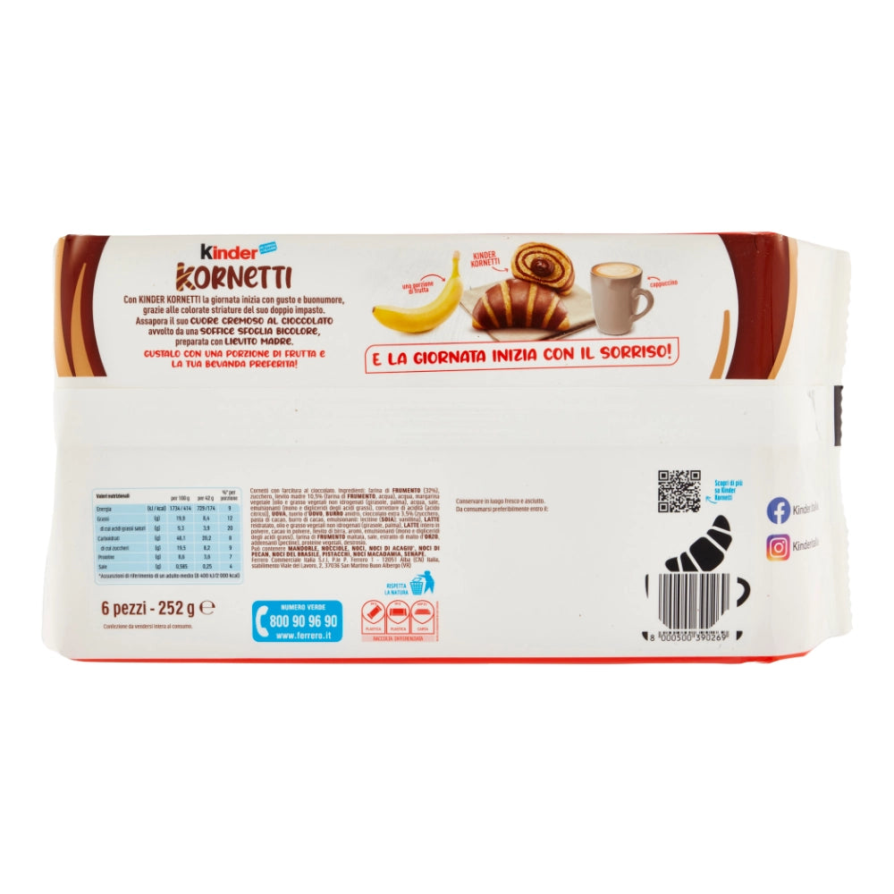 Ferrero kinder kornetti cioccolato brioches in confezione da 252 grammi