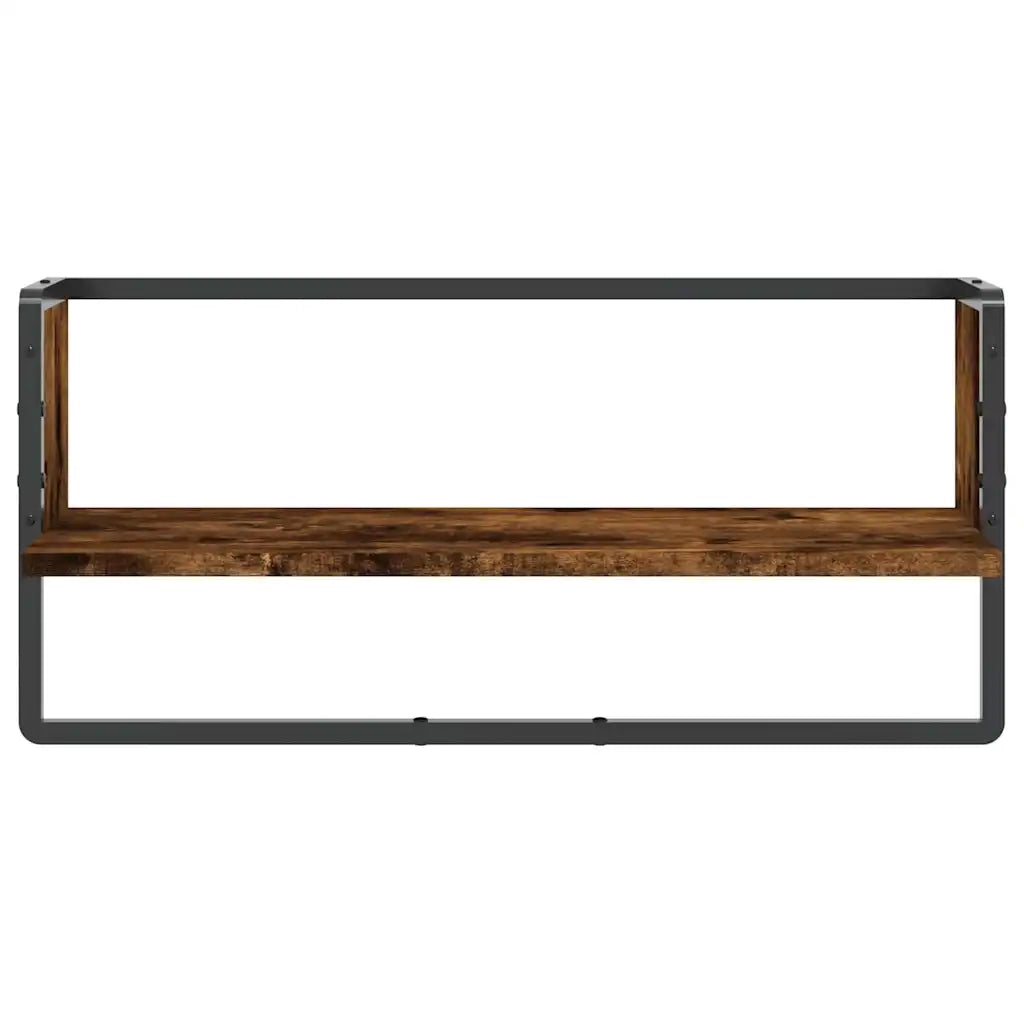 Mensola a Parete con Asta Rovere Fumo 65x25x30 cm 836290