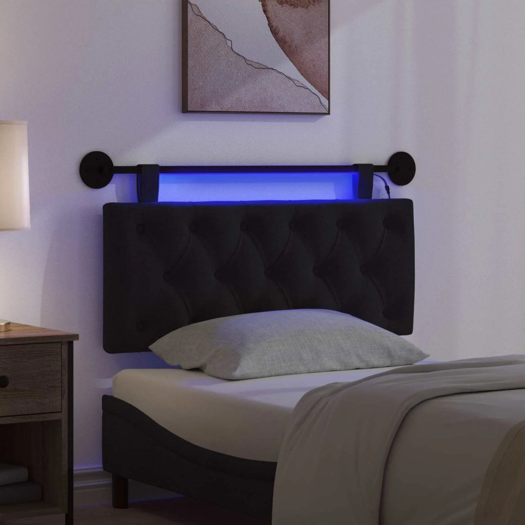Testiera sospesa Con luce LED Nero Tessuto 3424571