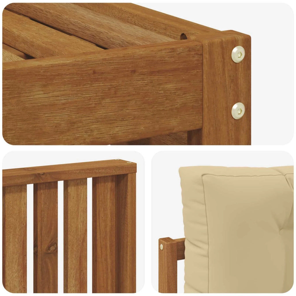 Set divani 6 pcs Naturale e Beige Legno di Acacia Massello