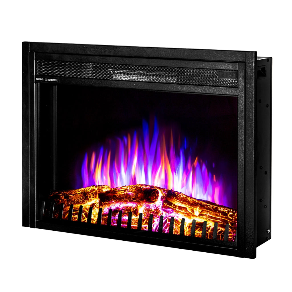 Camino Elettrico da Incasso 50,2x71,2x18 cm Effetto Fiamma 1500W Capri Nero