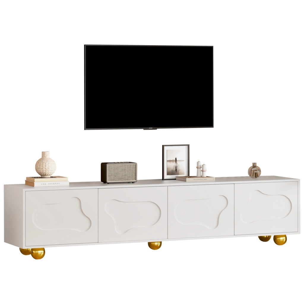 Mobile TV con 4 Ante e 2 Vani; per Soggiorno; in Pannello di Particelle; 180 × 40 × 45 cm; Bianco